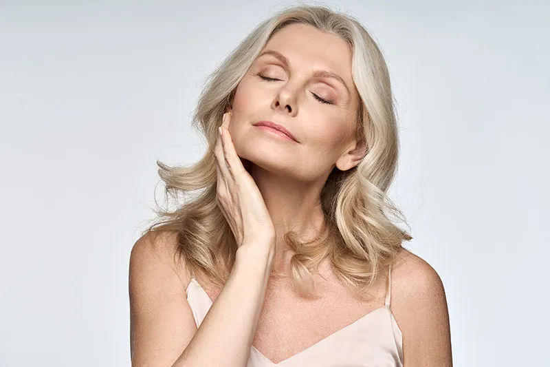 Menopausal woman after cosmetic procedure